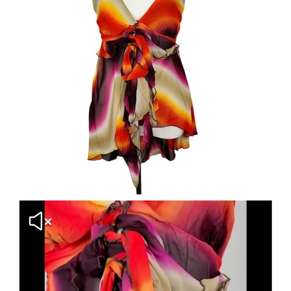 Miss Me Los Angeles Hi Low Chiffon Babydoll Multicolor Tunic - Picture 3 of 3